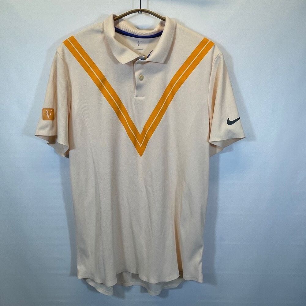 Nike Cream and Orange Polo Shirt
